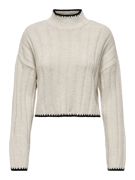 Only   ONLCHICK STITCH LS HIGHNECK KNT NOOS Kadın Bej Kazak - 15329963 - Resim 6