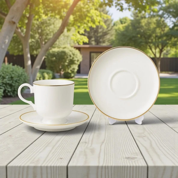 Özlife moon porselen yaldızlı kahve fincanı seti takımı 6 kişilik 9018 ürün görseli 1