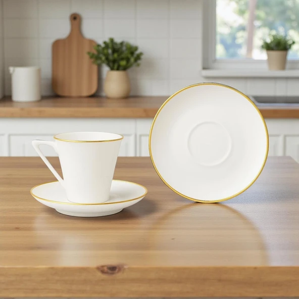 Özlife pilea ayaklı porselen yaldızlı kahve fincanı seti takımı 6 kişilik 9019 ürün görseli 1