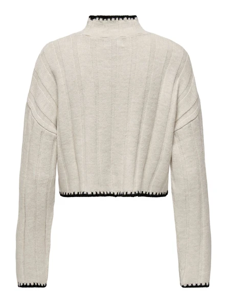 Only   ONLCHICK STITCH LS HIGHNECK KNT NOOS Kadın Bej Kazak - 15329963 - Resim 7