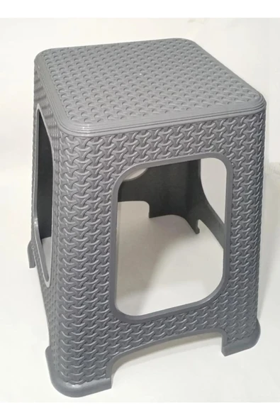 1 Adet Büyük GRİ Tabure  Kir Tutmaz 45cm Hasır Örgü Yemek Masasına Uygun Alt Kuşaklı Sağlam Dizayn - Resim 4