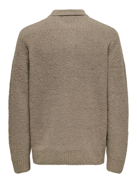 ONSDALE RLX LS POLO KNIT NOOS Erkek Gri Kazak - 22033324 - Resim 2