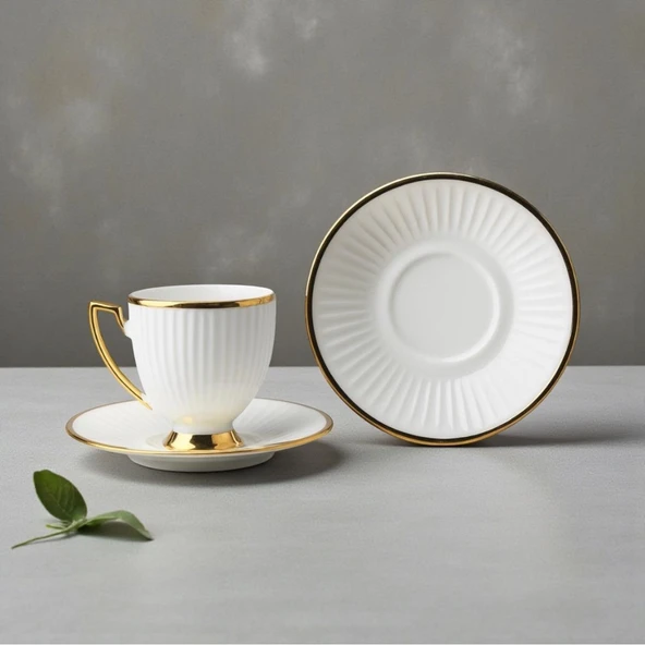 Özlife vela porselen yaldızlı kahve fincanı seti takımı 6 kişilik 9027 ürün görseli 1