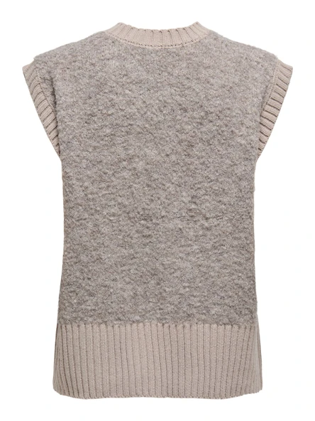 Only   ONLCILLE SL VEST CC KNT Kadın Kahverengi Kazak - 15350777 - Resim 8