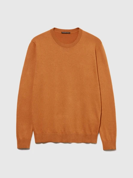 Sisley   Koton Karışımlı Bisiklet Yaka Kazak Erkek Kahverengi Kazak - 323A10F2S1C78 - Resim 5