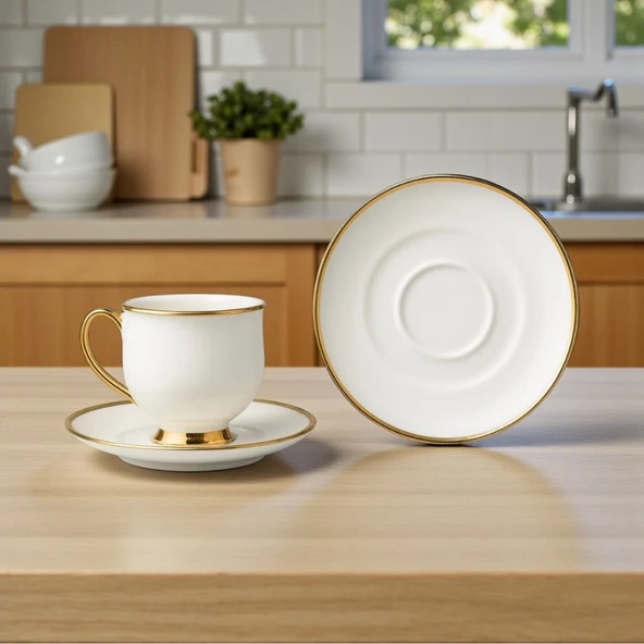 Özlife miray porselen yaldızlı kahve fincanı seti takımı 6 kişilik 9026 ürün görseli 1