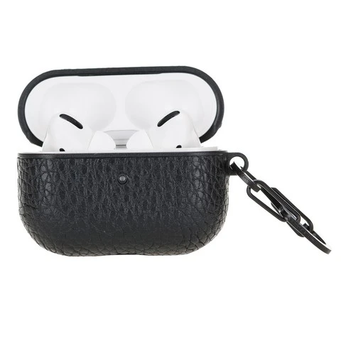 Apple AirPods Pro Uyumlu Deri Kılıf Juni ERC1 Siyah ürün görseli 1