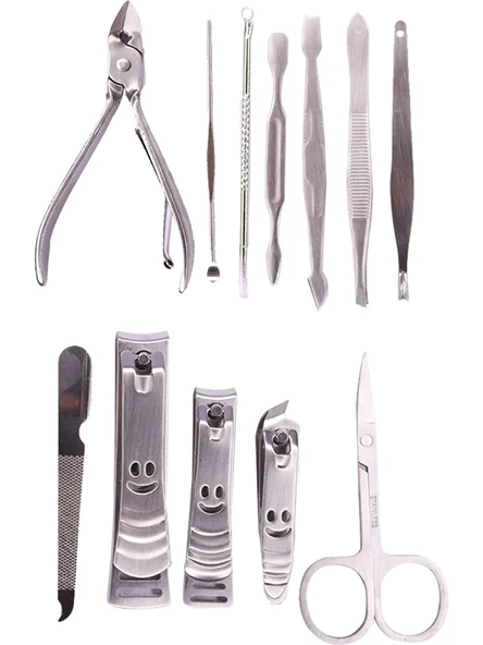 Tırnak Makası Tırnak Bakım Seti Deri Çantalı 12 Parça Set (5224) AZ-522489GTA8768 - Resim 3