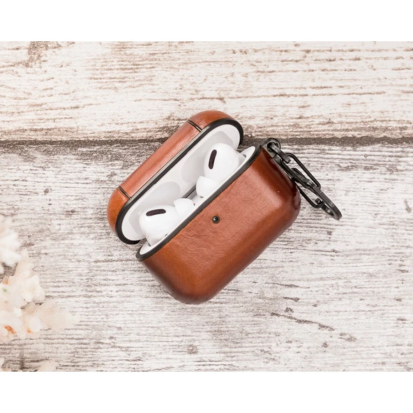Apple AirPods Pro Uyumlu Deri Kılıf Juni RST2EF Taba - Resim 2