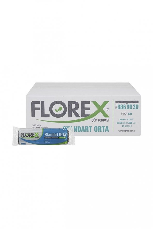 Florex Florex Standart Çöp Poşeti Orta Boy 55 X 60 Cm 20 Adet X 50 Rulo - Siyah 8697405390363