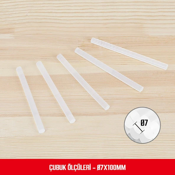 WORKPRO WP432001 7x100mm Sıcak Silikon Tabancası İçin 100 Adet Şeffaf Yedek Silikon/Mum - Resim 2