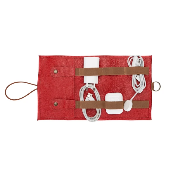 Deri Kablo Aksesuar Taşıma Çantası ERC2 Kırmızı ürün görseli 1