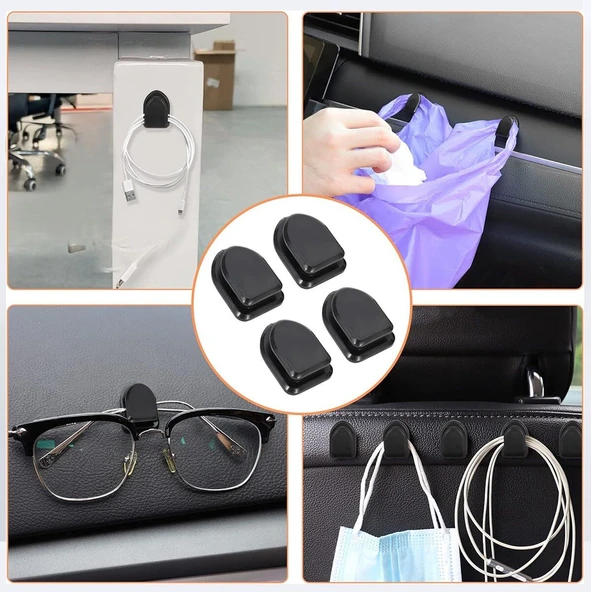 Kablo Düzenleyici Toplayıcı Sabitleyici Yapışkanlı Kablo Tutucu Organizer Askı Kanca 10 Adet EVV-ELEXMTTD01KS02 - Resim 3