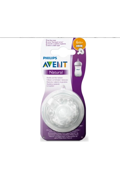 Natural Hızlı Akış 6 M 4 Delik+ Ay Biberon Emziği - 2
