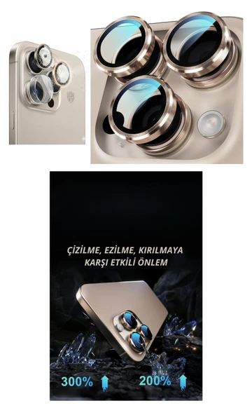 iPhone 16 Pro Max Kamera Lens Koruyucu Naturel - Resim 2