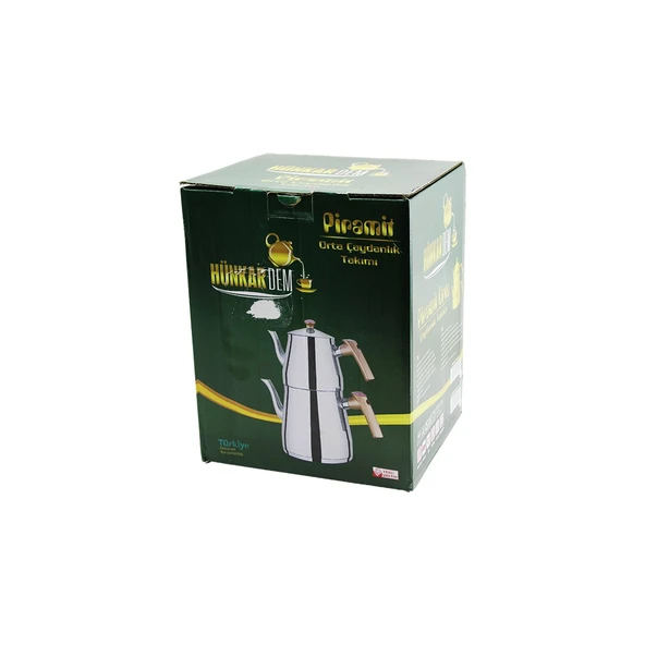 PİRAMİT ORTA BOY ÇELİK ÇAYDANLIK SETİ - TAKIMI RENKLİ BAKALİT KULP ÜST DEMLİK : 1.1LT - ALT SULUK: 2LT KENDİNDEN SÜZGEÇLİ (5224) ürün görseli 1