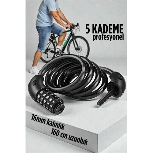 Şifreli Bisiklet Kilidi 16 mm Kalınlık 160 cm Scooter Motosiklet Kilidi - Çelik Kablo ürün görseli 1