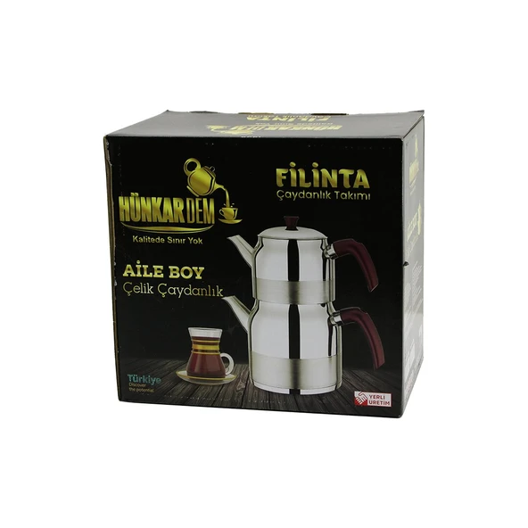 FİLİNTA AİLE BOY ÇELİK ÇAYDANLIK SETİ ÇİFT KAPAKLI RENKLİ BAKALİT KULP ÜST DEMLİK: 1.5LT - ALT SULUK: 3LT KENDİNDEN SÜZGEÇLİ (5224) ürün görseli 1