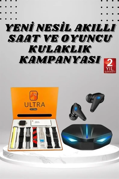 7 Kordonlu Akıllı Saat Ve  Kulaklığı ANC Özelliği Kulak İçi Mikrofonlu Sesli Görüşme - Resim 2