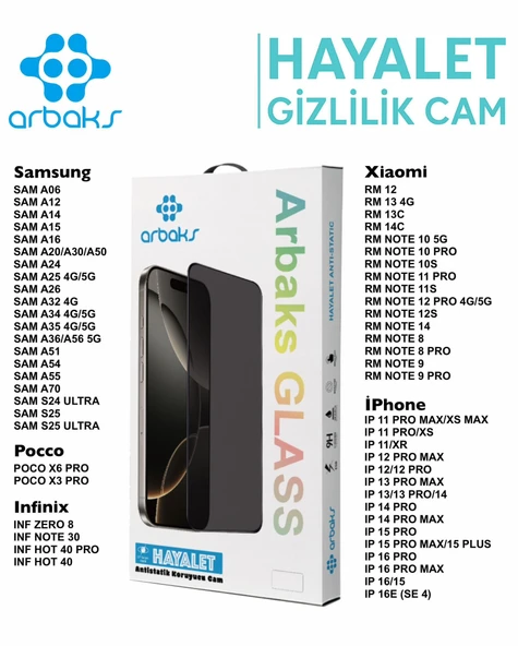 HAYALET GİZLİLİK CAMI EKRAN KORUYUCU ürün görseli 1