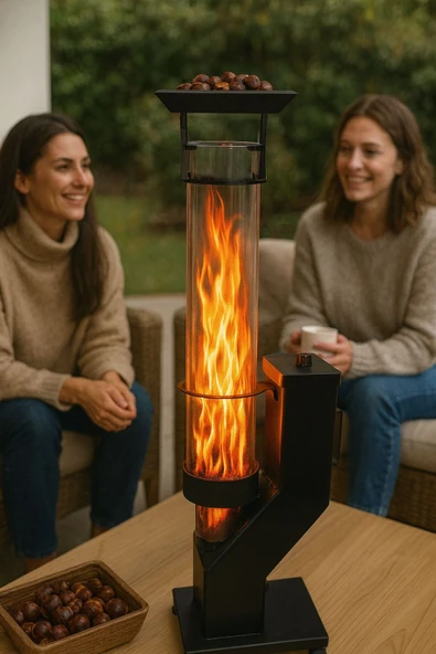 Portatif Mini Cam Pelet Soba Kamp,Balkon,Teras Tipi En İyi Kalite - Pürmüz ve Pelet Hediyeli - Resim 4