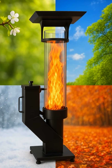 Portatif Mini Cam Pelet Soba Kamp,Balkon,Teras Tipi En İyi Kalite - Pürmüz ve Pelet Hediyeli - Resim 2