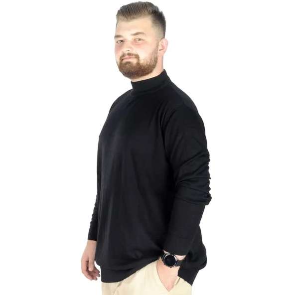 Büyük Beden Kazak Yarım Balıkçı 22208 Siyah - Resim 2