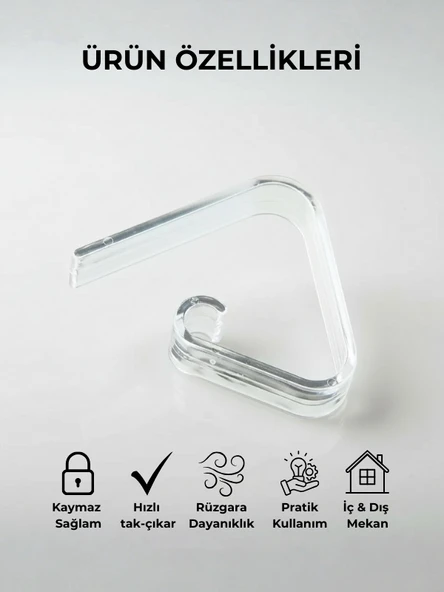 Şeffaf Masa Örtüsü Mandalı 4’lü Set – Kaymaz, Rüzgara Dayanıklı, Piknik & Balkon Masa Sabitleyici - Resim 3