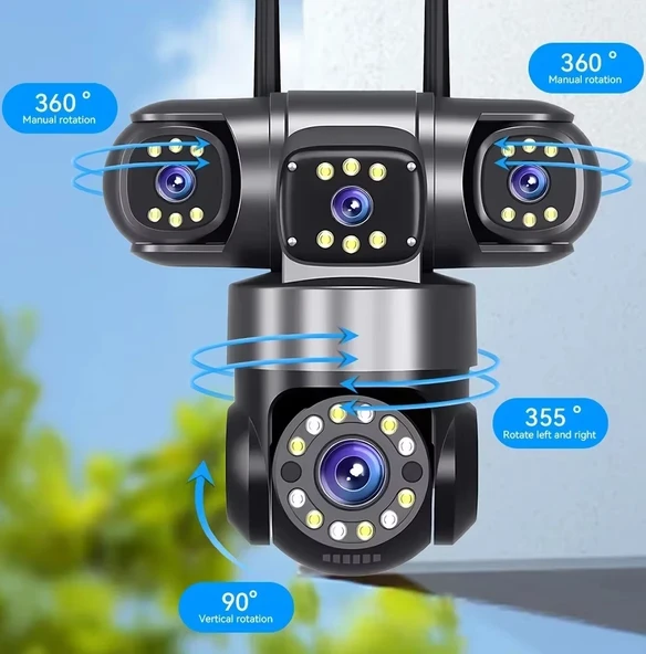 EsVision ES-5904 8MP 4 Lensli Akıllı Güvenlik Kamerası Hieasy Wifi Gece Görüş Sesli Kişi Takibi - Resim 4