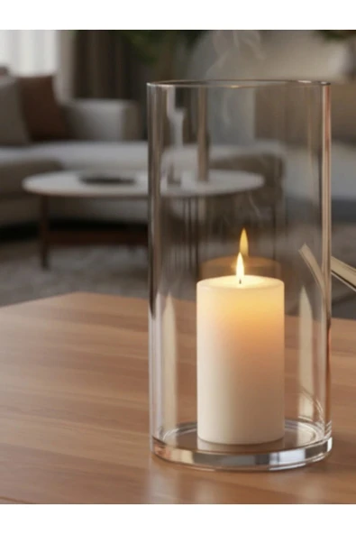 Delizli El Imalati 15 X 30 Cm El Işciliği Silindir Vazo Akvaryum Cam Ps30 Kalın Taban - Resim 2