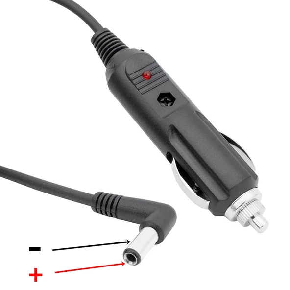 Araç çakmaklık çıkışını 5.5-2.5 ( L) Uçlu jaka çevirici 1.8 Metre Kablolu Araç Çakmak Fişi 12 volt - Resim 3