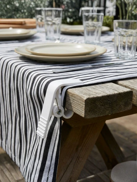 Beyaz Masa Örtüsü Mandalı 4’lü Set – Kaymaz, Rüzgara Dayanıklı, Piknik & Balkon Masa Sabitleyici - Resim 3