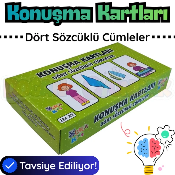 Orijinal Konuşma Kartları - Dört Sözcüklü Cümleler - Çocuklar için Konuşma Etkinliği Otizim Kartları ürün görseli 1