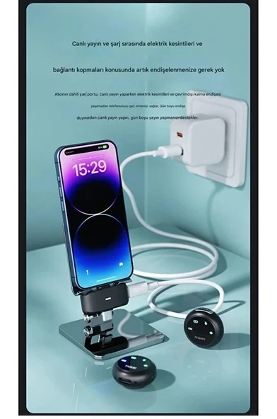 Kablosuz Profesyonel İkili Yayın Yaka Mikrofonu Şarj Kutu Mıknatıslı Typce Lightning Çıkış Mikrofon - Resim 3