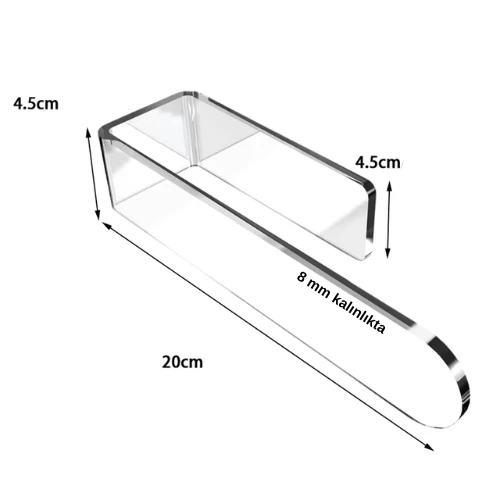 Akrilik 8mm Şeffaf Pleksiglas Havlu Kağıt Rulo Havluluk Peçetelik Yapışkanlı Tasarım Banyo Askısı - Resim 4