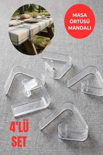 Şeffaf Masa Örtüsü Mandalı 4’lü Set – Kaymaz, Rüzgara Dayanıklı, Piknik & Balkon Masa Sabitleyici - Resim 7