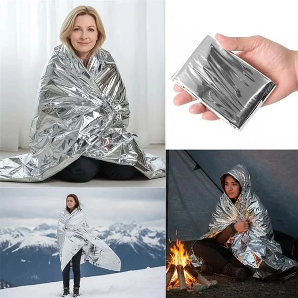 Sunup Sn-29181 Soğuk Sıcak Tutan Çift Taraflı Gümüş Acil Durum Battaniyesi (130x210cm) ürün görseli 1