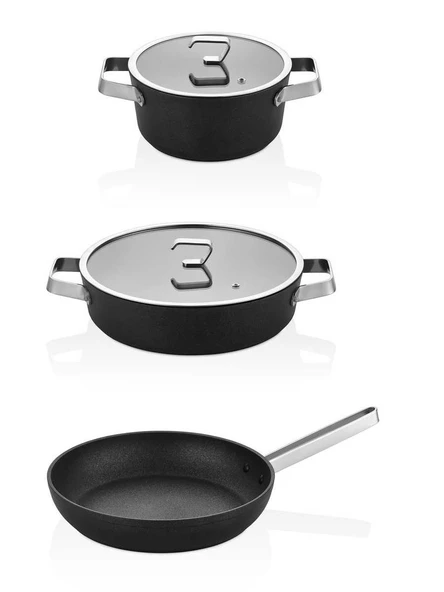 OMS Biogranit 28 cm Karnıyarık | 24 cm Derin Tencere | 26 cm Tava | İndüksiyon Tabanlı ürün görseli 1