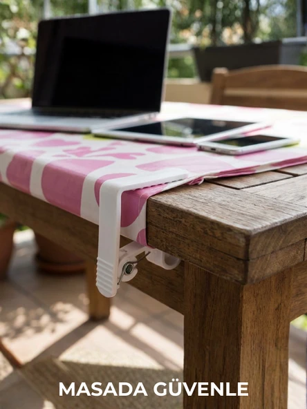 Beyaz Masa Örtüsü Mandalı 4’lü Set – Kaymaz, Rüzgara Dayanıklı, Piknik & Balkon Masa Sabitleyici - Resim 5