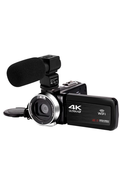4k Vlog Dijital Video Kamera Wifi 48mp 16x Kaydedici Fotoğrafçılık 3.0’’ıps Dokunmatik Ekran Mikrofon Çift Batarya - Resim 5