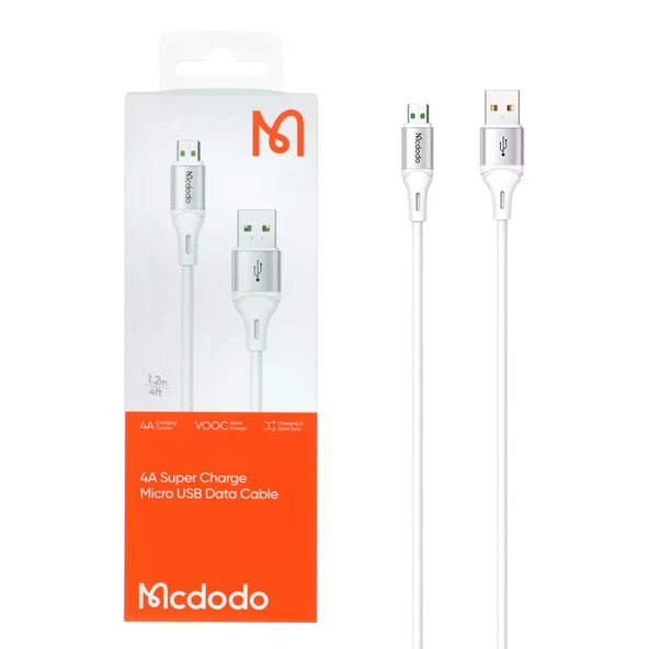 Mcdodo CA-1851 Micro USB 4A Hızlı Data ve Şarj Kablosu 1.2m - Beyaz - Resim 3