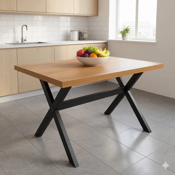 Suntalam Metal Ayak Bahçe Mobilyası Sabit Masa, Cafe Masası, Yemek Masası 70 x 110 cm ürün görseli 1