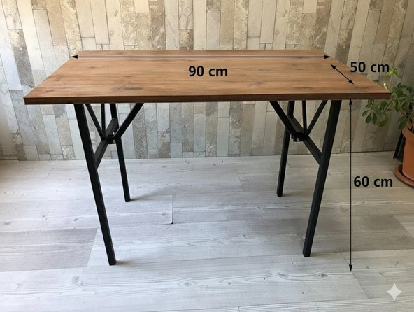 Bahçe Balkon Çayseti Masası, Orta Sehpa, Yemek Masası, Mutfak Masası, Sehpa, Masa Ceviz - 90 x 60 cm - Resim 4