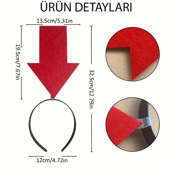 Kişiselleştirilebilir Ok Taç – Üzerine Yazı Yazılabilen Parti Tacı Kırmızı Renk ürün görseli 1