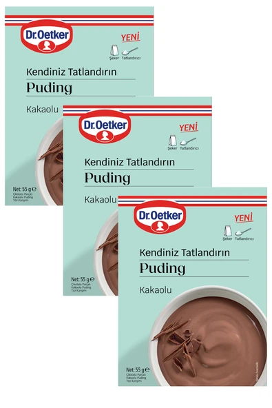 Dr. Oetker Kendiniz Tatlandırın Şekersiz Puding Kakaolu 55 gr x 3 Adet ürün görseli 1