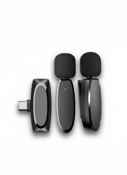 01 Type-C Uyumlu 360° Ses Algılama Özelikli Kablosuz Yaka Mikrofonu ürün görseli 1