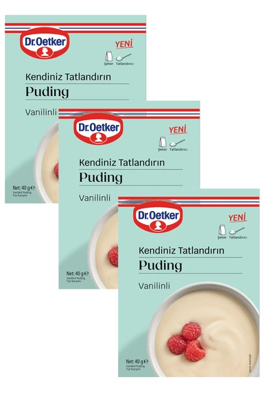 Dr.Oetker Kendiniz Tatlandırın Şekersiz Puding Vanilinli 40 gr x 3 Adet ürün görseli 1
