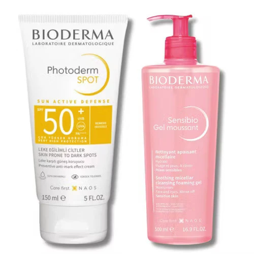 Bioderma Photoderm Spot SPF50+ 150 ml Güneş Kremi + Bioderma Sensibio Gel Moussant 500ml Yüz Temizleyici Jel ürün görseli 1