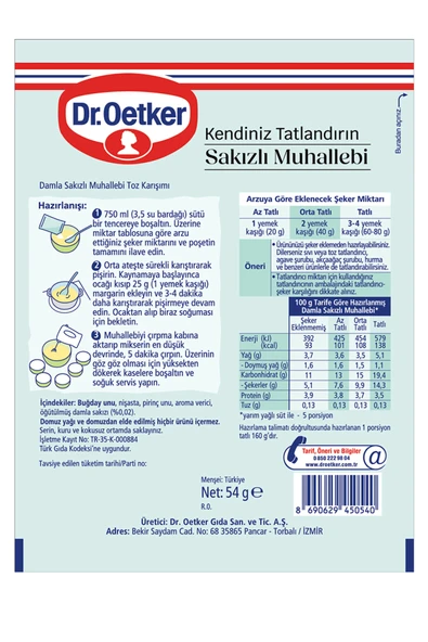Dr. Oetker Kendiniz Tatlandırın Sakızlı Muhallebi 54 gr x 3 Adet - Resim 3