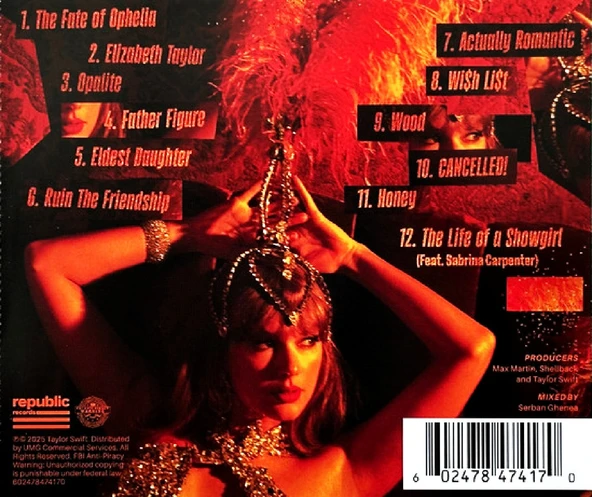 TAYLOR SWIFT - THE LIFE OF A SHOWGIRL (CD)(2025) - Resim 2